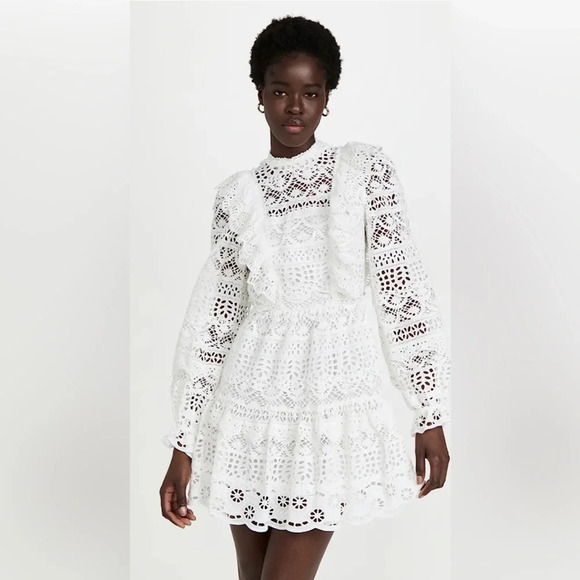 NWT Sea New York Patrizia Lace Open Back Mini Dress in White Size 6 - Picture 3 of 15